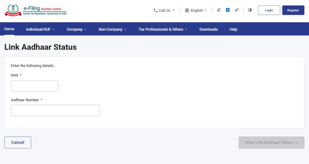 pan aadhaar link status